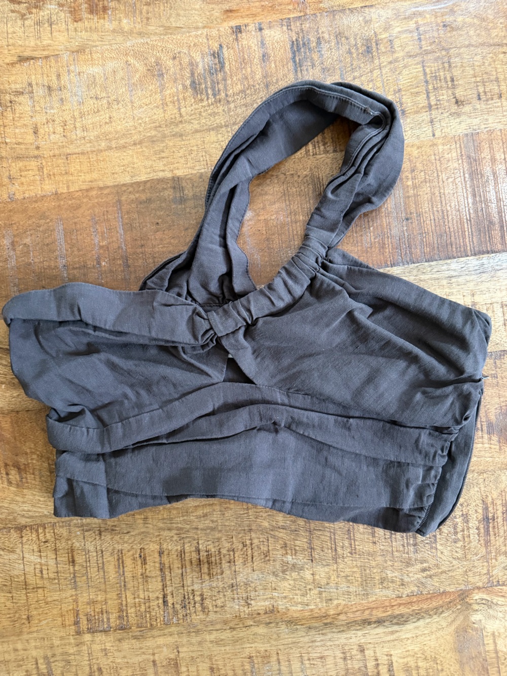 Zara Brown Sleeveless Gathered Strap Top